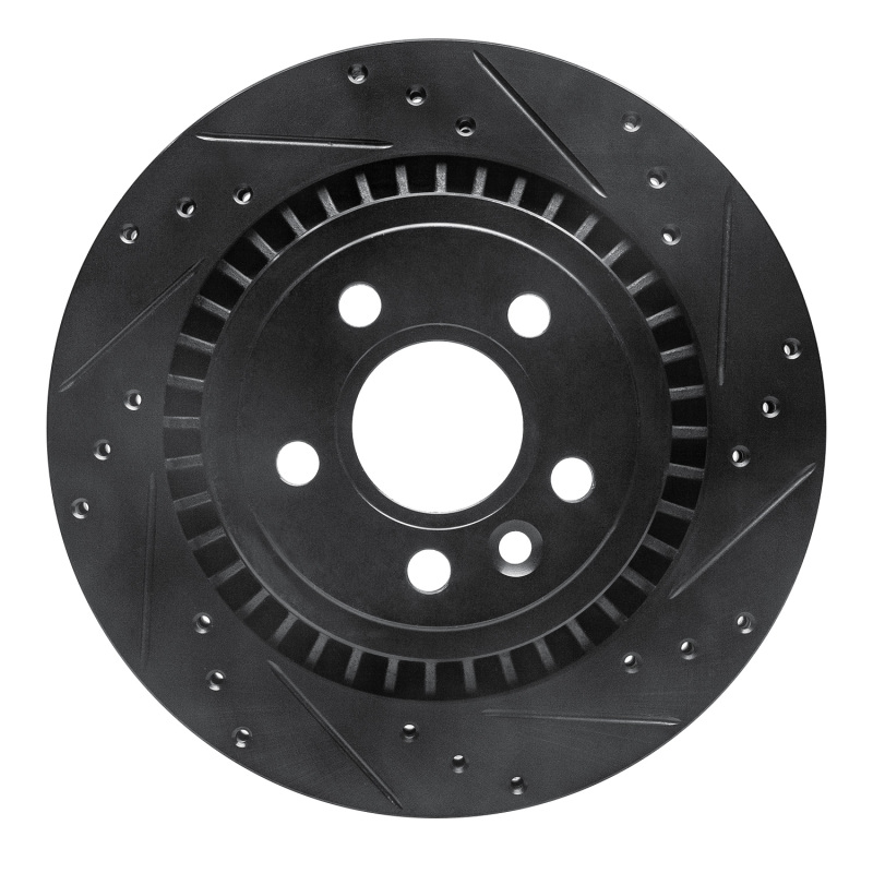 Volvo S60 Brake Rotor (1) - Rear Right - R1 Concepts - Drilled & Slotted - Black - `07-`18